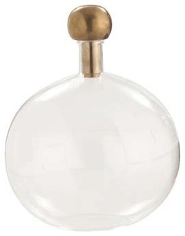Arteriors Edgar Round Glass Bottle/Brass Sphere Stopper