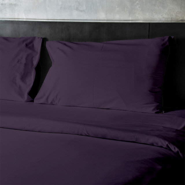 4-Piece, 1,800 Thread Count, Bamboo Feel, Soft Bed Sheets, Purple, Full