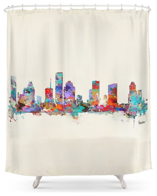 Houston Texas Skyline Shower Curtain Contemporary Shower