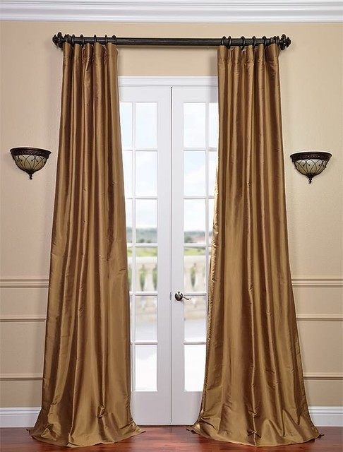 Brown Gold Thai Silk Curtains