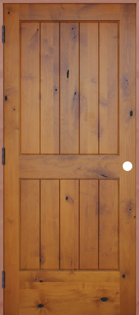 Interior 2 Panel V-Groove Reversible Handing Pre-hung Door Kit, 18x80