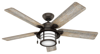 Hunter Fan Company 54 Key Biscayne Onyx Bengal Ceiling Fan With Light Beach Style Ceiling Fans By Buildcom