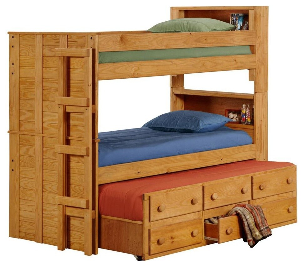 83 in. Twin Over Twin Bookcase Bunk Bed