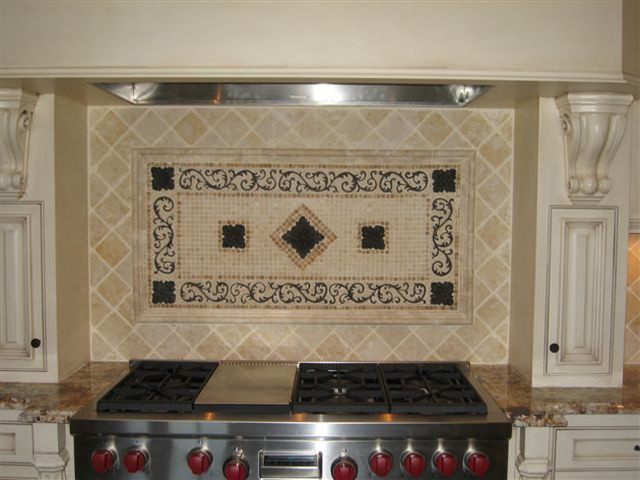 Handcrafted mosaic mural for kitchen backsplash