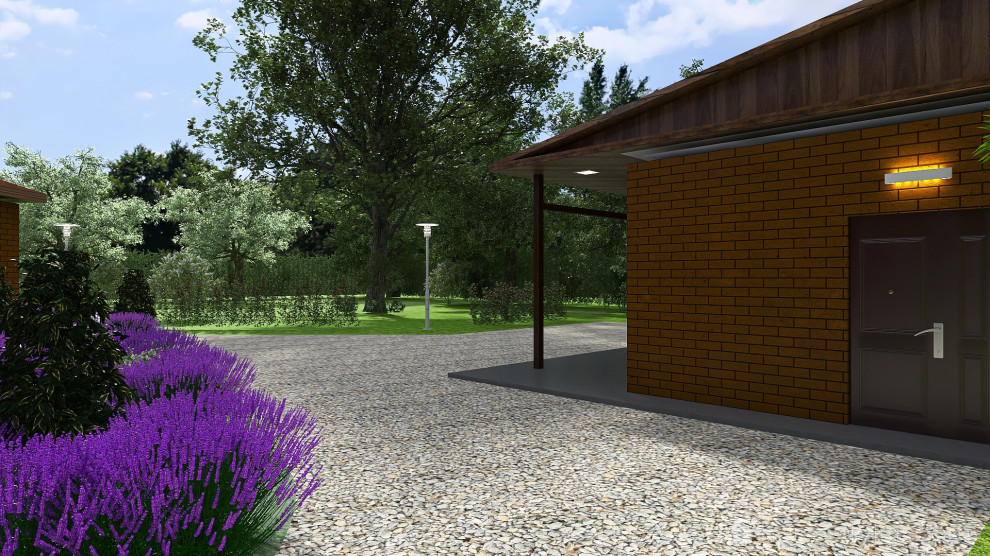 Пространство между домом и гаражом