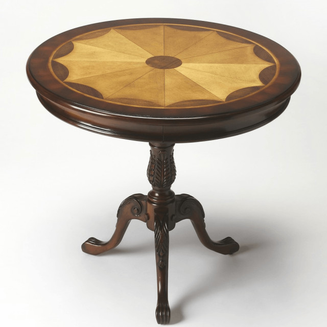 30" Brown Round Coffee Table - Traditional - Coffee Tables - by ...