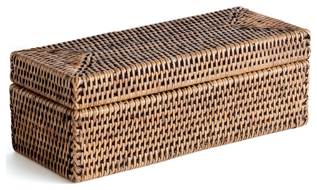 Burma Rattan 3-Compartment Lidded Box - Tropical - Decorative Boxes ...