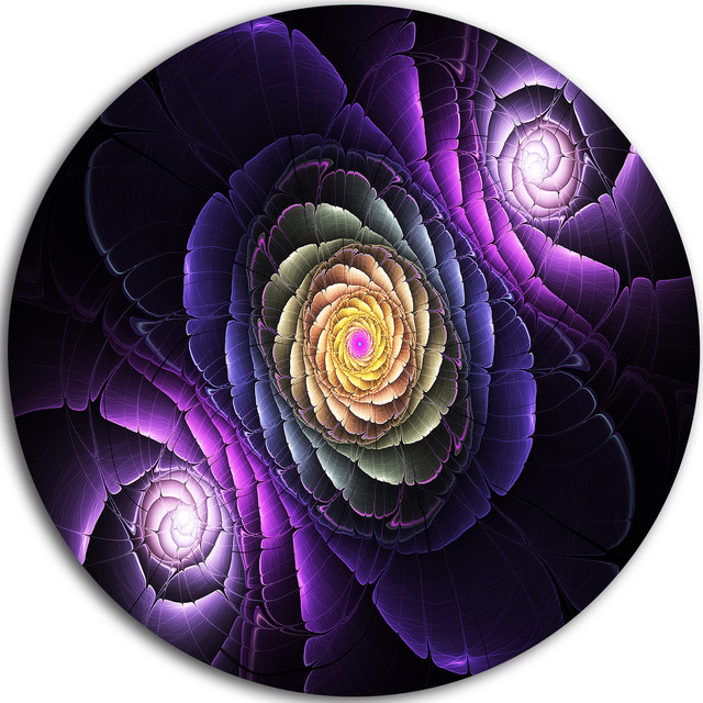 Design Art Usa Fractal Purple Flowers Digital Flower Round Fractal Purple Flowers Digital Art Flower Round Wall 11 Contemporary Metal