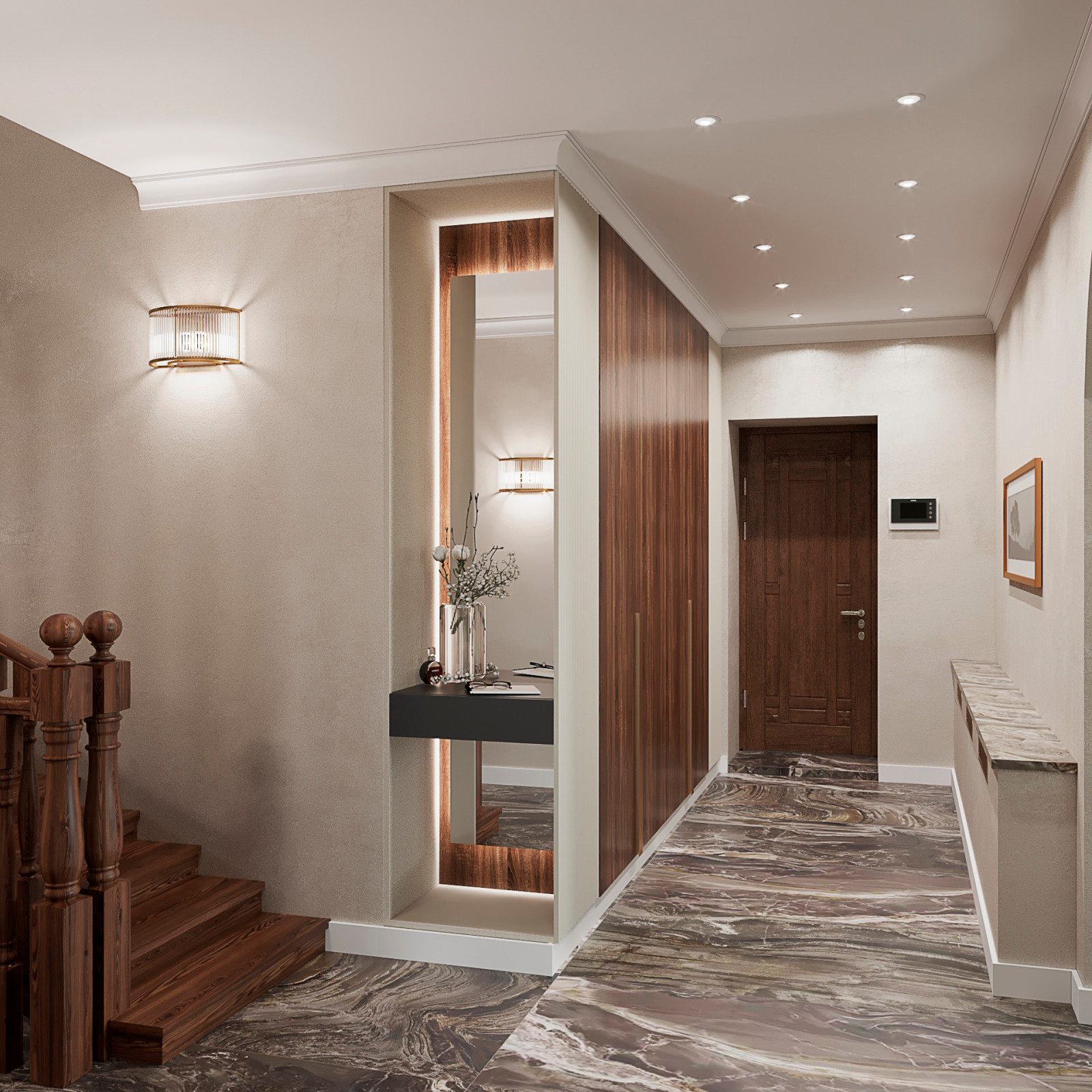 2023г. Интерьер частного дома 350 м2 в г. Новосибирск