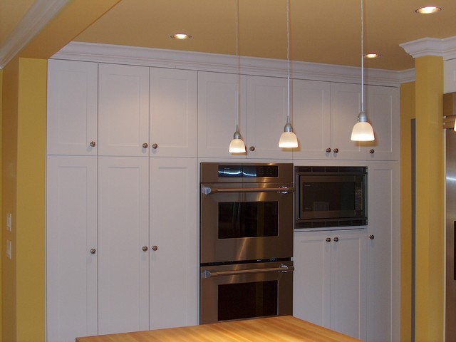 Simple White Built In Cabinets Traditional Kitchen Vancouver