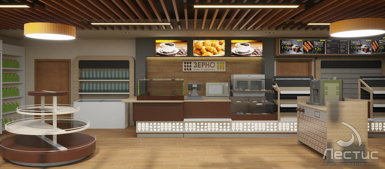 Дизайн интерьера  магазина заправочной станции сети РосНефть