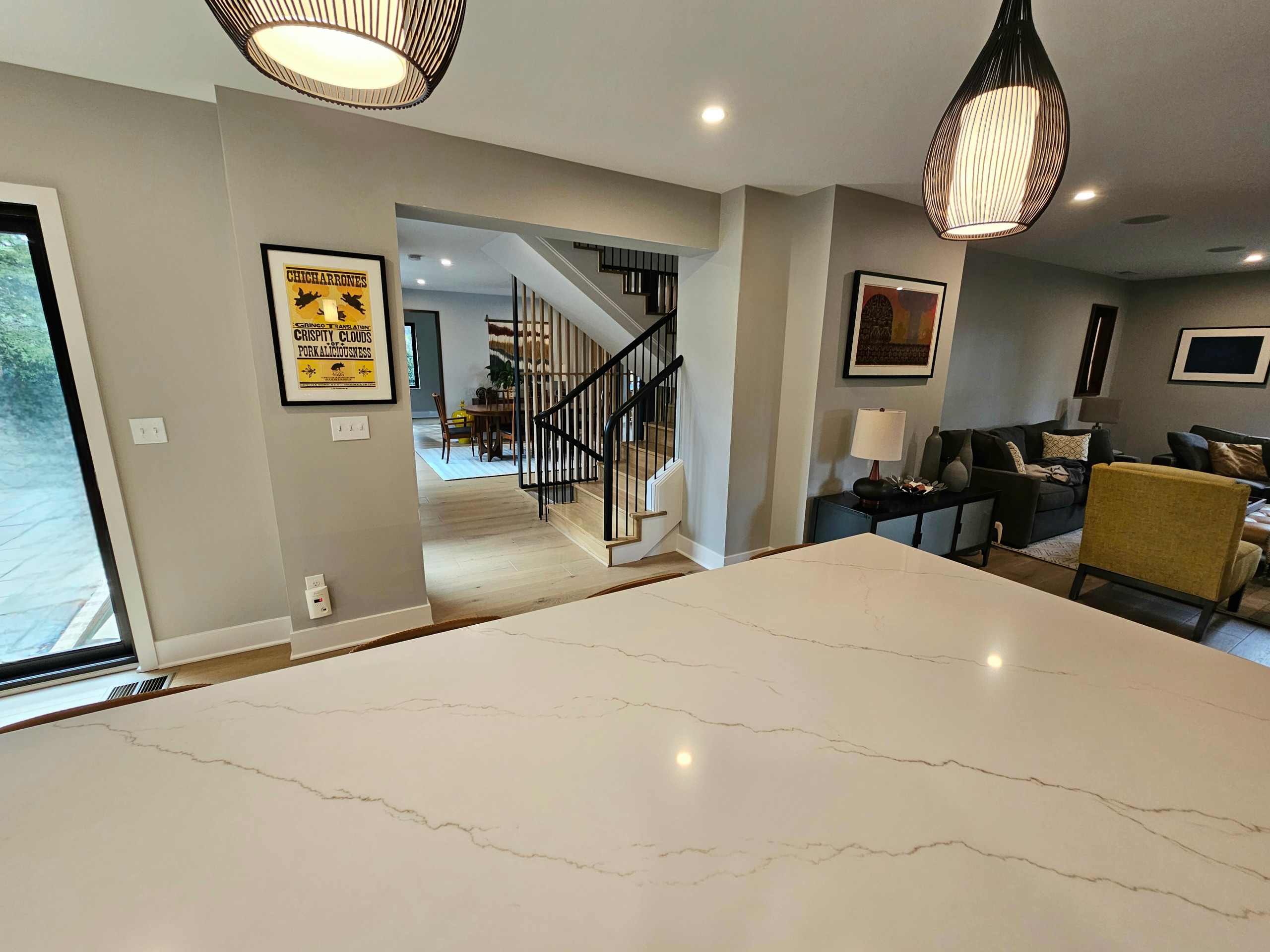 115_Stunning Continuous Rail System on 3 Story Floating Stairs; Arlington, VA 22