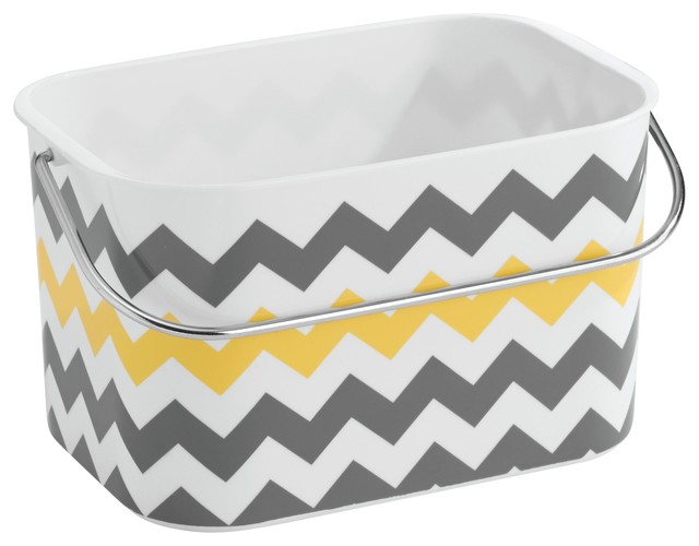 iDesign Una Chevron Storage Basket, Gray and Yellow Contemporary
