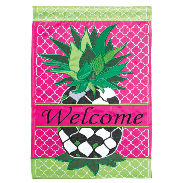 House Flag, Whimsy Pineapple, Polyester, 29"x42" Tropical Flags And