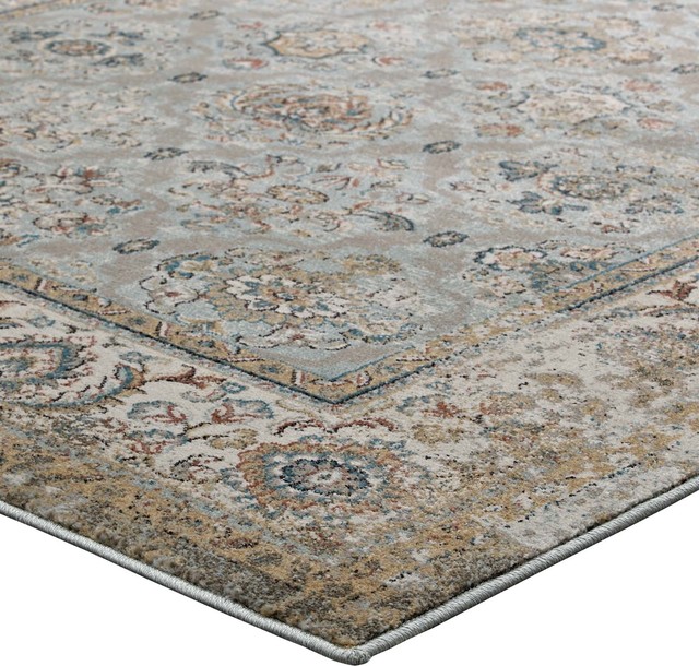 Country Farm Living Area Rug, Distressed Vintage, Multi/Brown ...