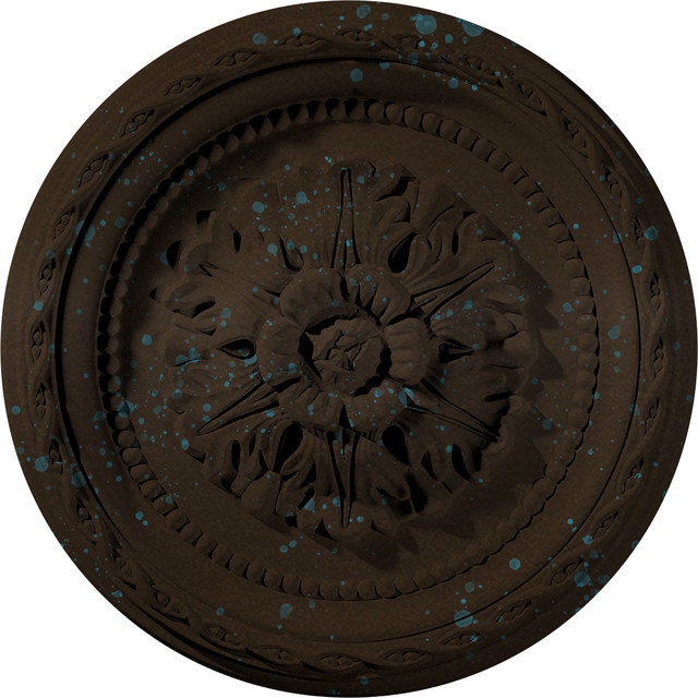 11 1/2"OD x 1"P Palmetto Ceiling Medallion, Hand-Painted Bronze Blue Patina
