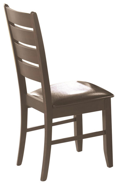 Slat Back Black Dining Side Chairs With Vinyl Seats, Set of 2