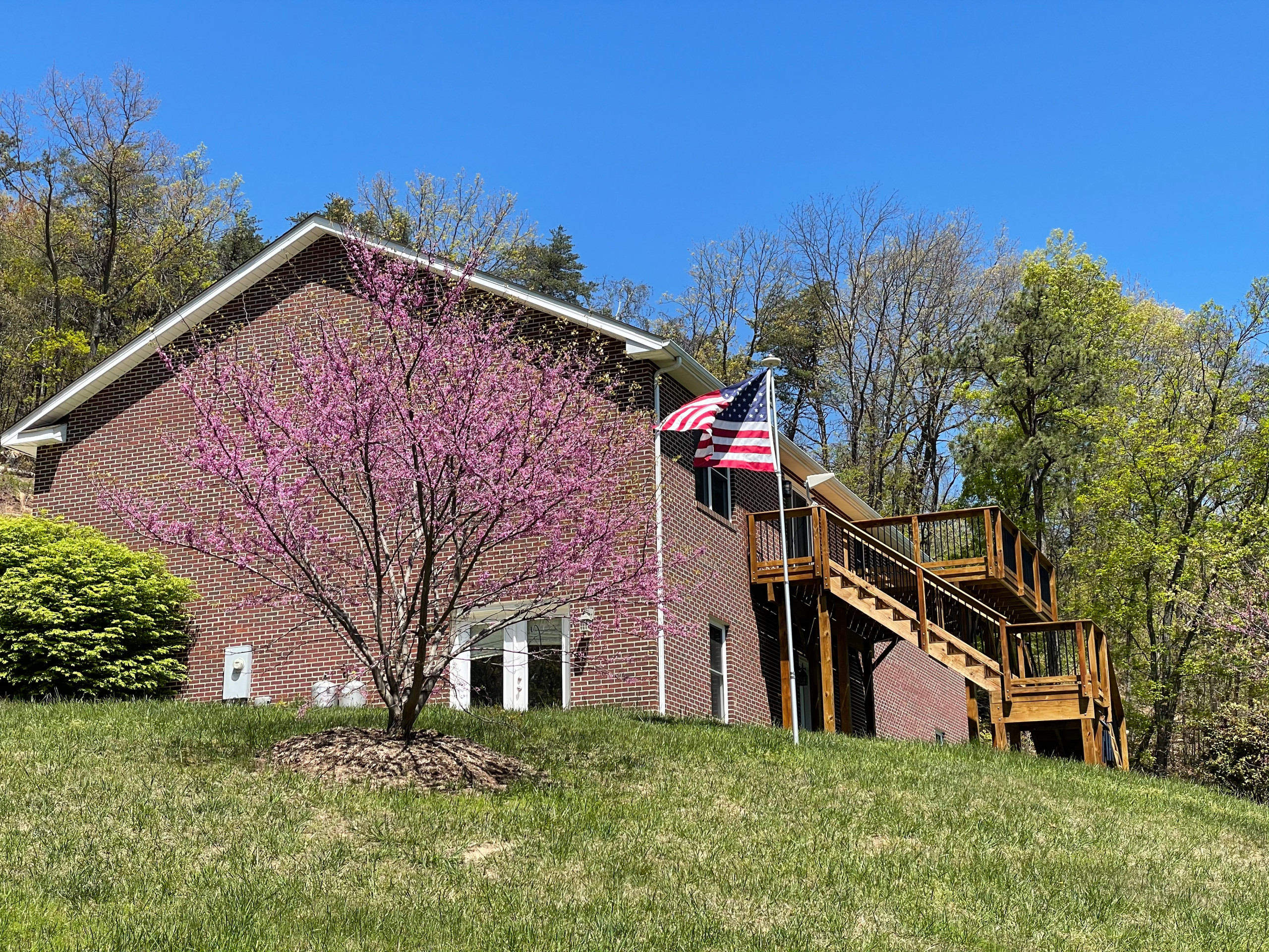 Deck stain and gutters power wash