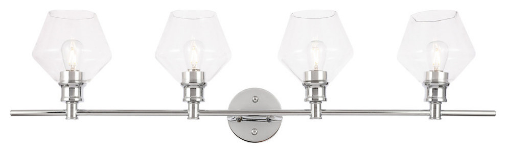 Living District 4-Light Chrome and Clear Glass Wall Sconce
