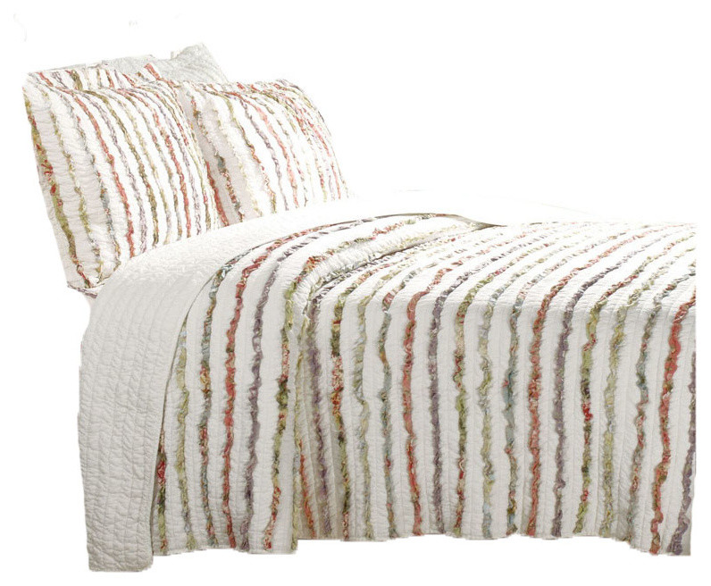 Greenland Bella Ruffle Collection Quilt Set Contemporary Quilts And Quilt Sets by Uber