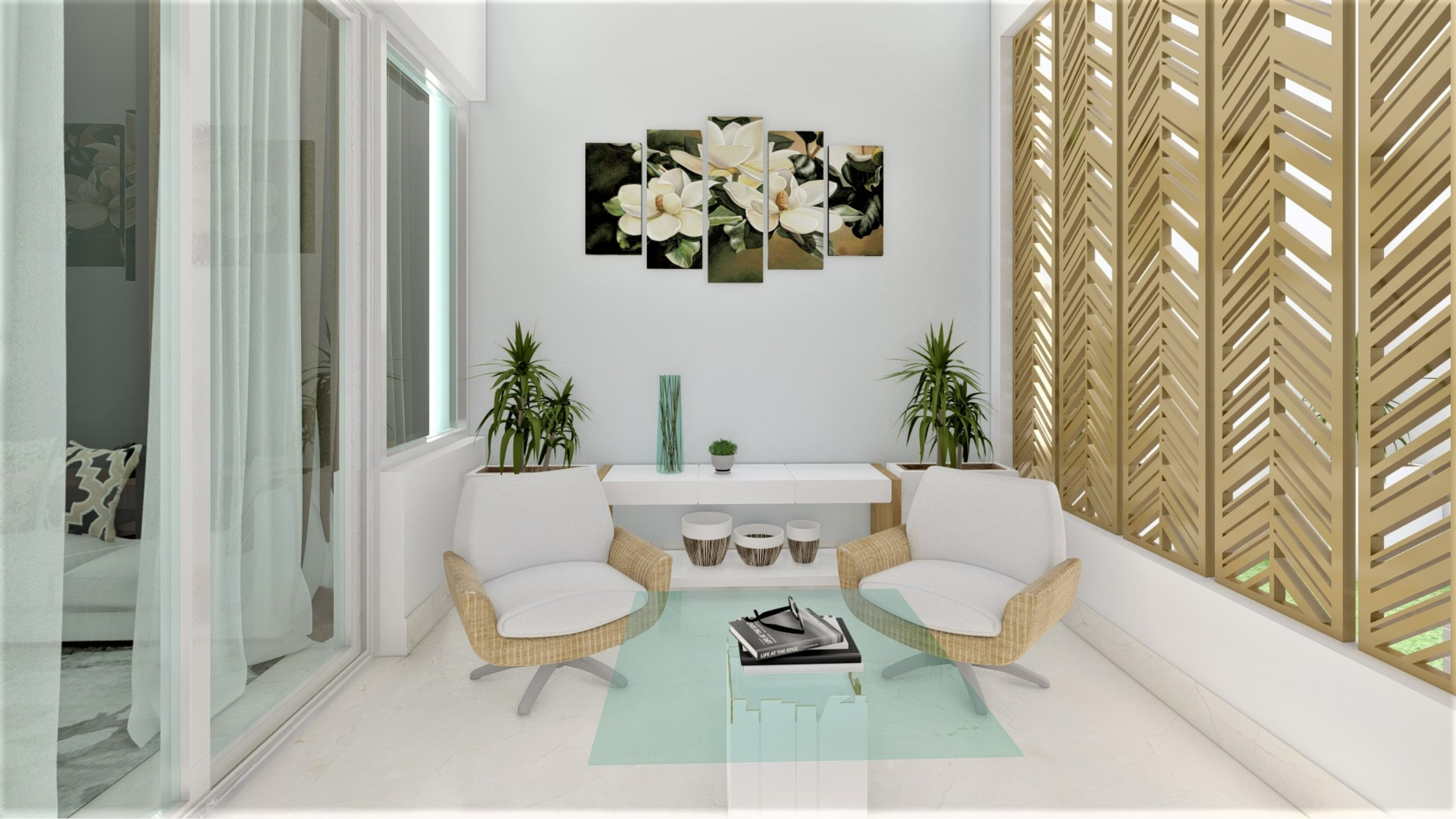 Contemporary Dining and Living Room with Chic Details in Farnham