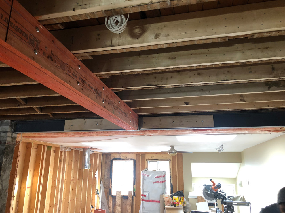 Interior work steel beams and structural