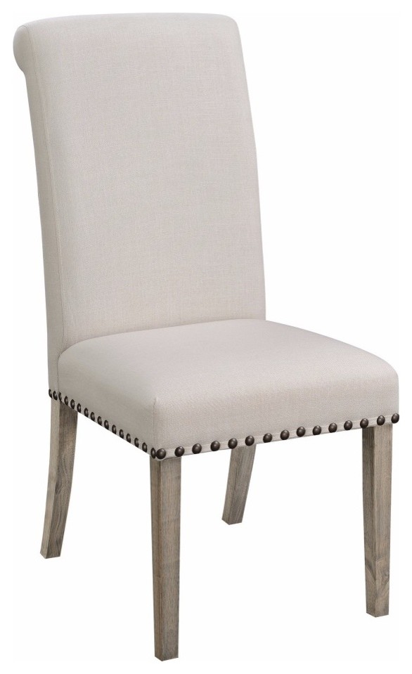 Rolled Back Parson Dining Chair, Beige, Set Of 2