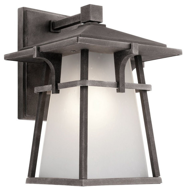 Kichler Lighting Beckett 1 Light Medium Outdoor Wall Lantern Beckett 1 Light Medium Outdoor Wall Lantern Weathered Zinc Opal White Glass Craftsman