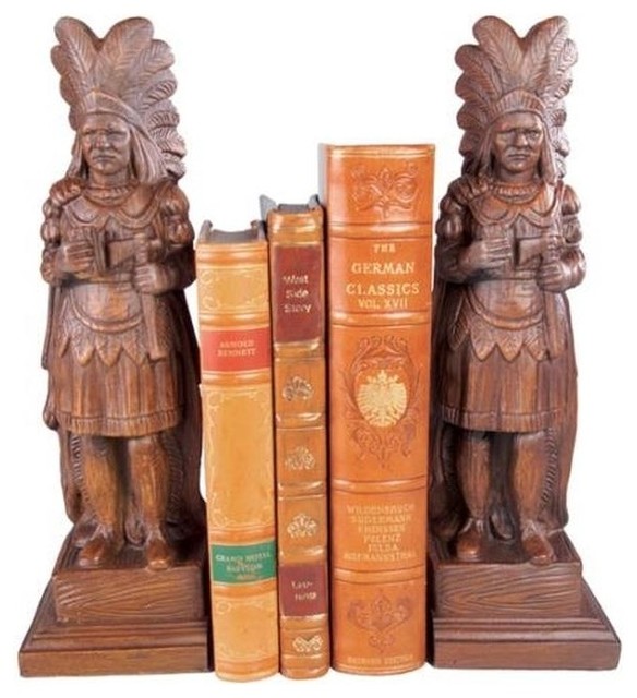 Bookends Bookend AMERICAN WEST Lodge Cigar Store Indian Small Brown