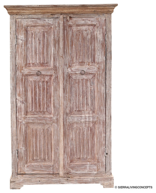 Distressed Rustic Solid Wood 3 Tier Armoire Rustic Armoires And