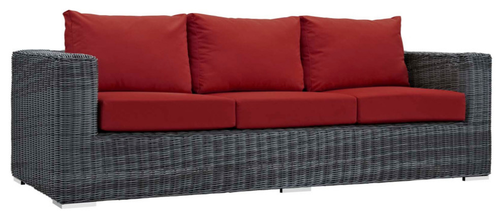 Summon Outdoor Patio Sunbrella Sofa, Red