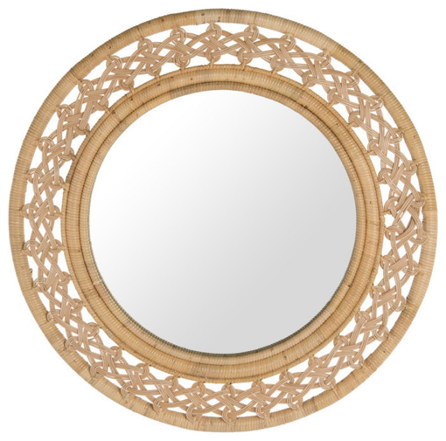 Rattan Braided Decorative Wall Mirror, Decorative Round Mirrors