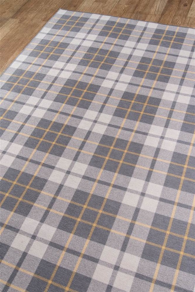 Plaid Area Rug, Gray Rustic Area Rugs by ShopLadder