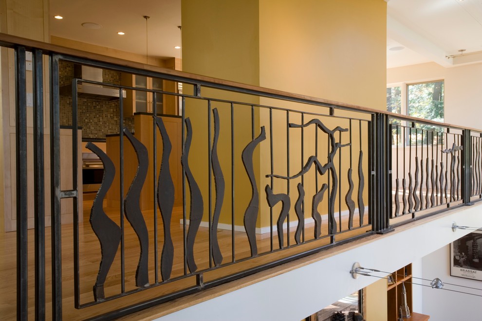 Inspiration for a modern straight staircase in Burlington.