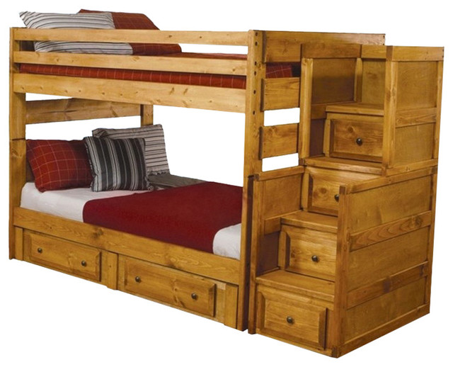 Bowery Hill Full Over Wood Bunk Bed In Amber Wash Bowery Hill Full Over Wood Bunk Bed In Amber Wash Transitional Beds By Homesquare