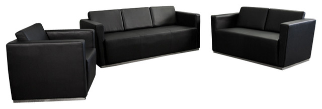 Flash Furniture  Reception and Lounge Seating - ZB-TRINITY-8094-SET-BK-GG