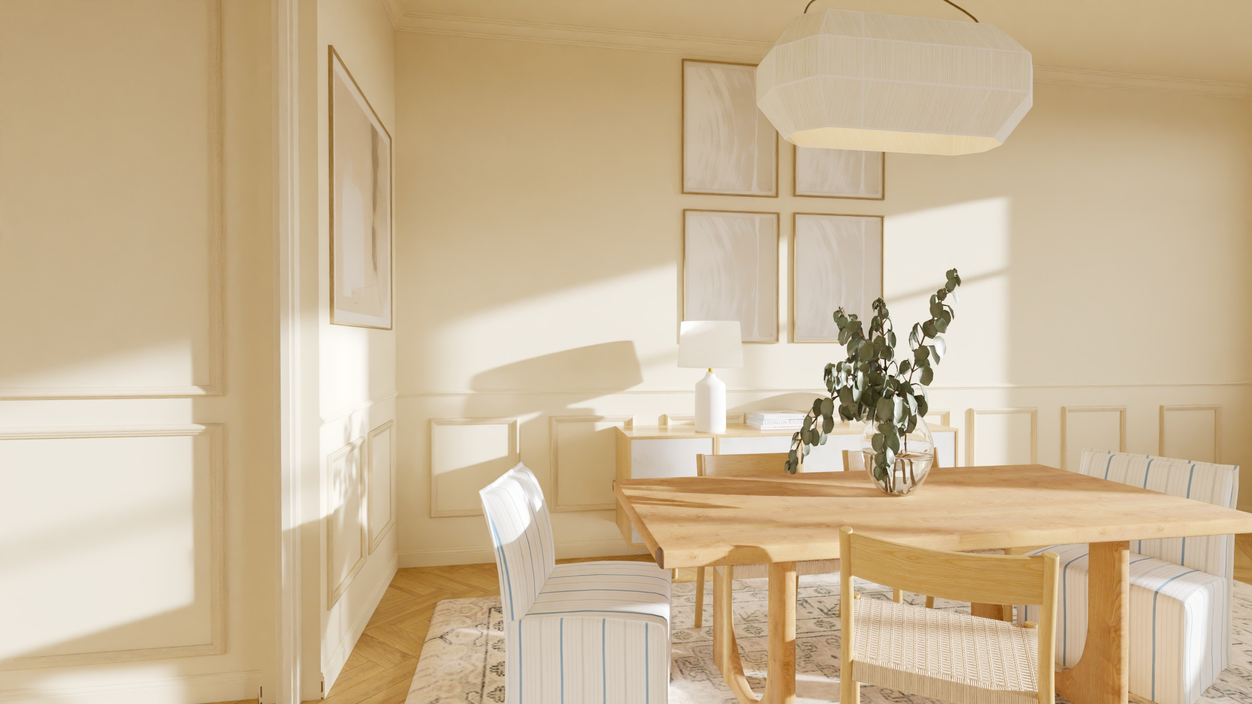 Salle à manger chic parisienne de 30 m²