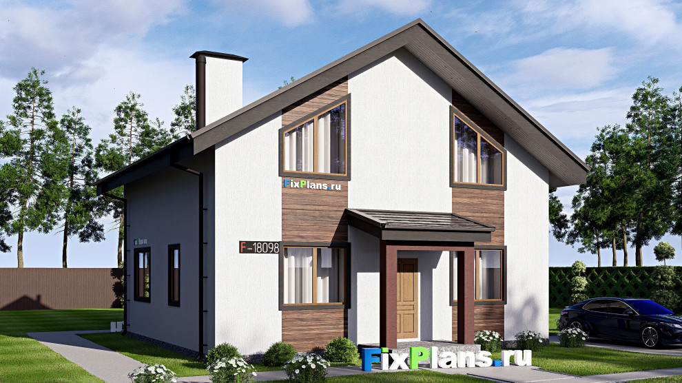 Проект дома с мансардой 10х10 м S128м2 F-18098