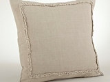 Saro Ruffled Linen Throw Pillow - Natural