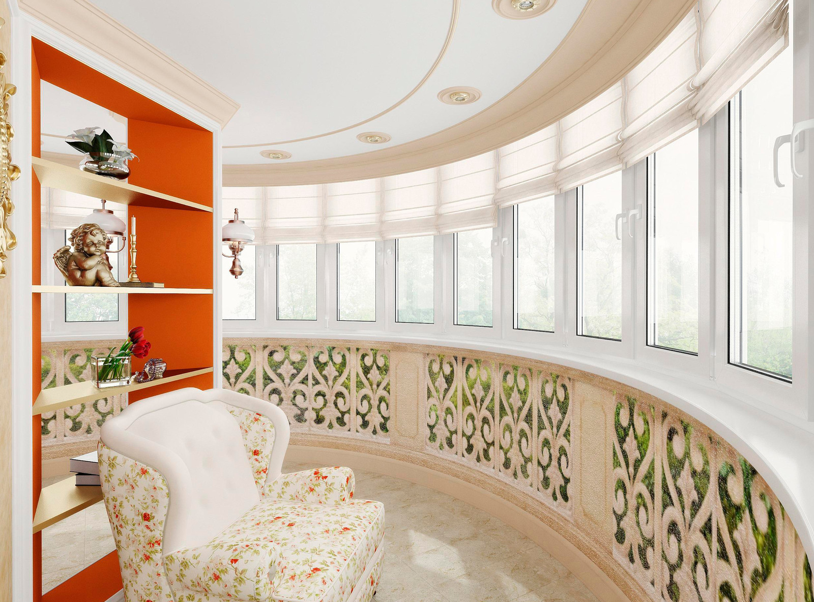 Классический интерьер с элементами греческого стиля