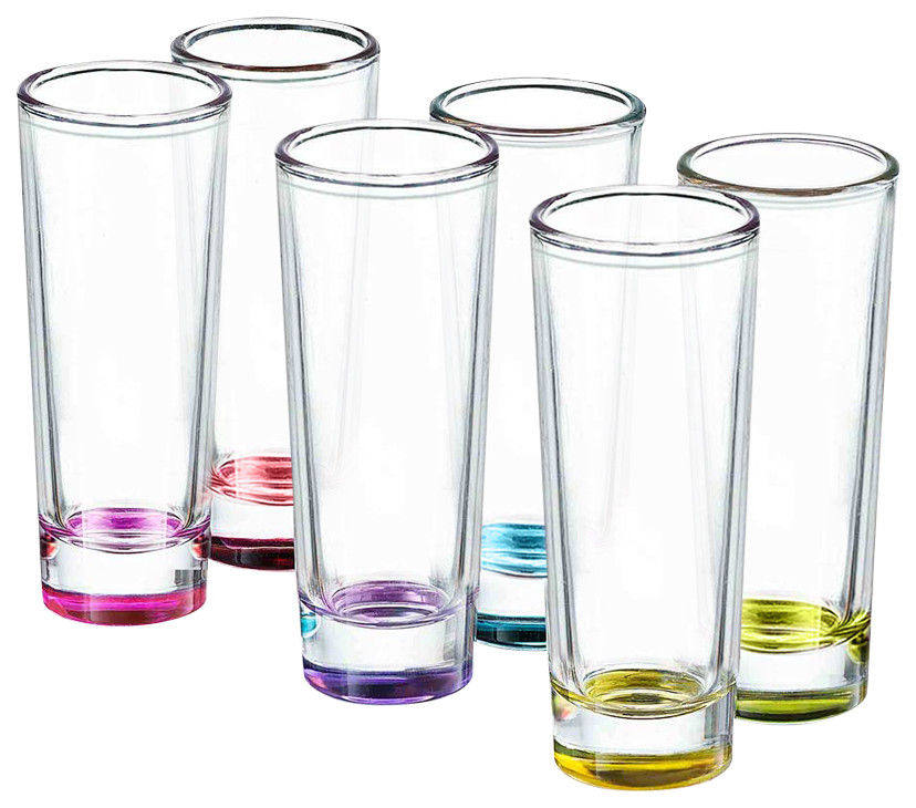 Hue Colored Shot Glasses 2.5 oz, Set of 6