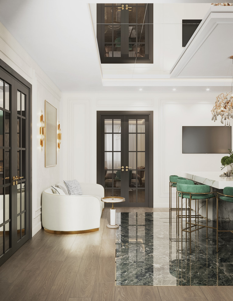 Кухня и отдельная столовая в коттедже