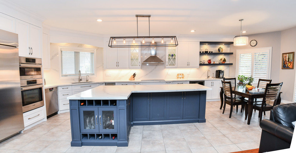 Example of a transitional kitchen design in Toronto