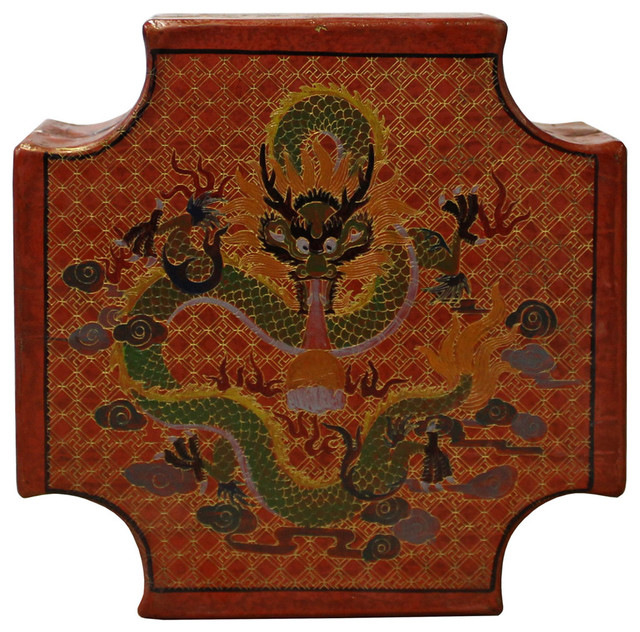 Golden Lotus Consigned Chinese Orange Red Dragons Graphic Box Custom Chinese Decorative Boxes Golden Lotus Consigned Chinese Orange Red Dragons Graphic Box Custom Chinese Decorative Boxes