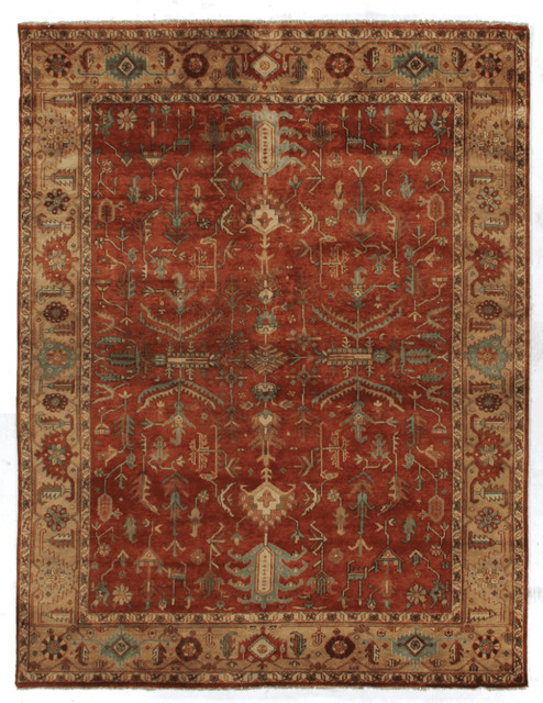 Sahar Antique-Style Weave Serapi Rug, Red and Gold - Traditional - Area Rugs - by Exquisite Rugs