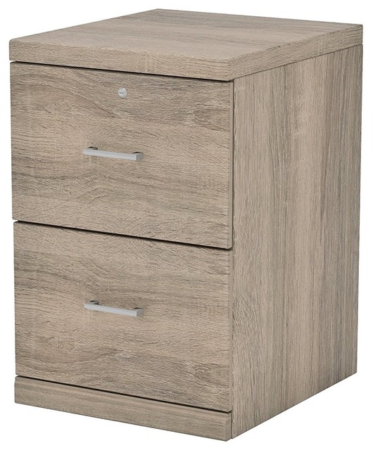 Vertical File Cabinet Composite Wood 2 Drawer Washed Oak Finish