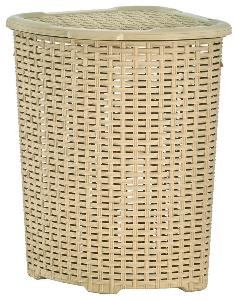 Corner Laundry Basket, 50 liter Laundry Hamper with Easy Stay Open Lid.
