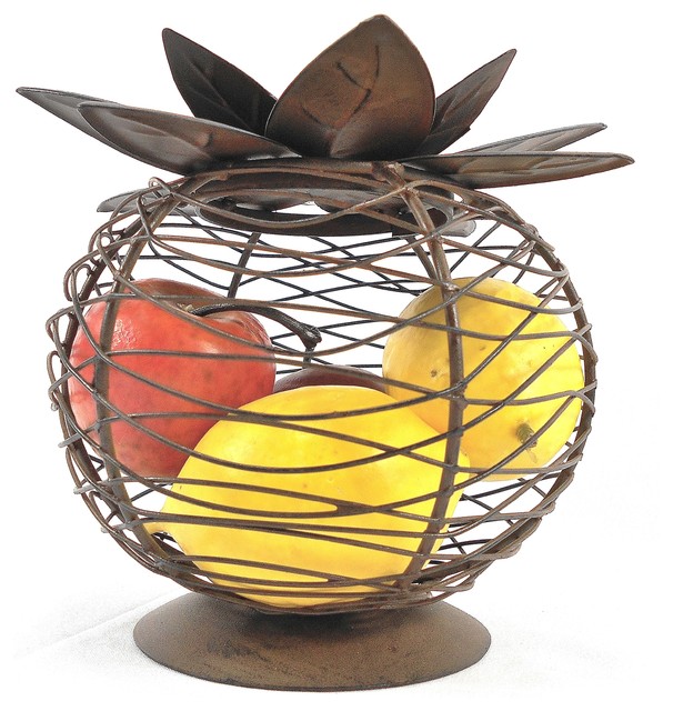 Decorative Wire Basket Holder With Flower Lid Tropical