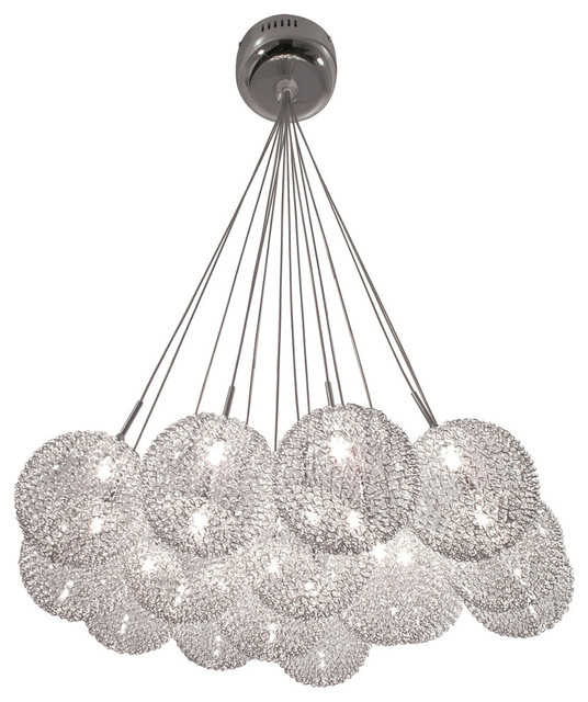 15 Branch Chandelier Ball Shade Covered Of Metal Mesh Chrome 15 Branch Chandelier Ball Shade Covered Of Metal Mesh Chrome
