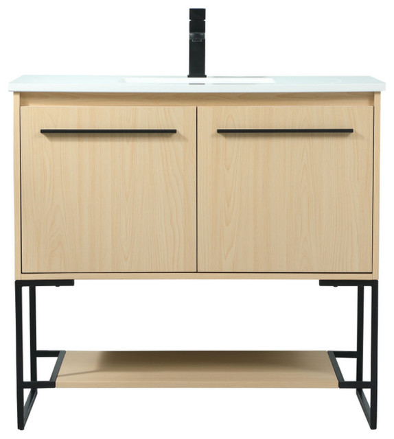 36" Single Bathroom Vanity, Maple, Vf42536Mmp Transitional Bathroom Vanities And Sink